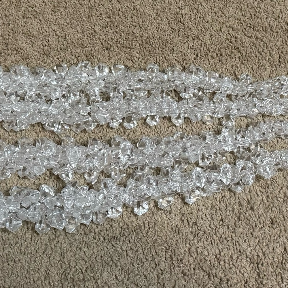 4  38” Acrylic Chunks of Icicle Ornaments at 7” around at largest.